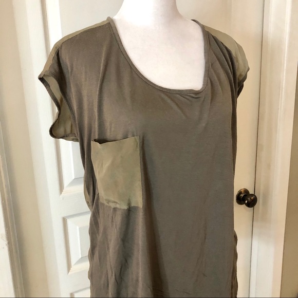 Club Monaco olive green modal silk blouse - Picture 2 of 5